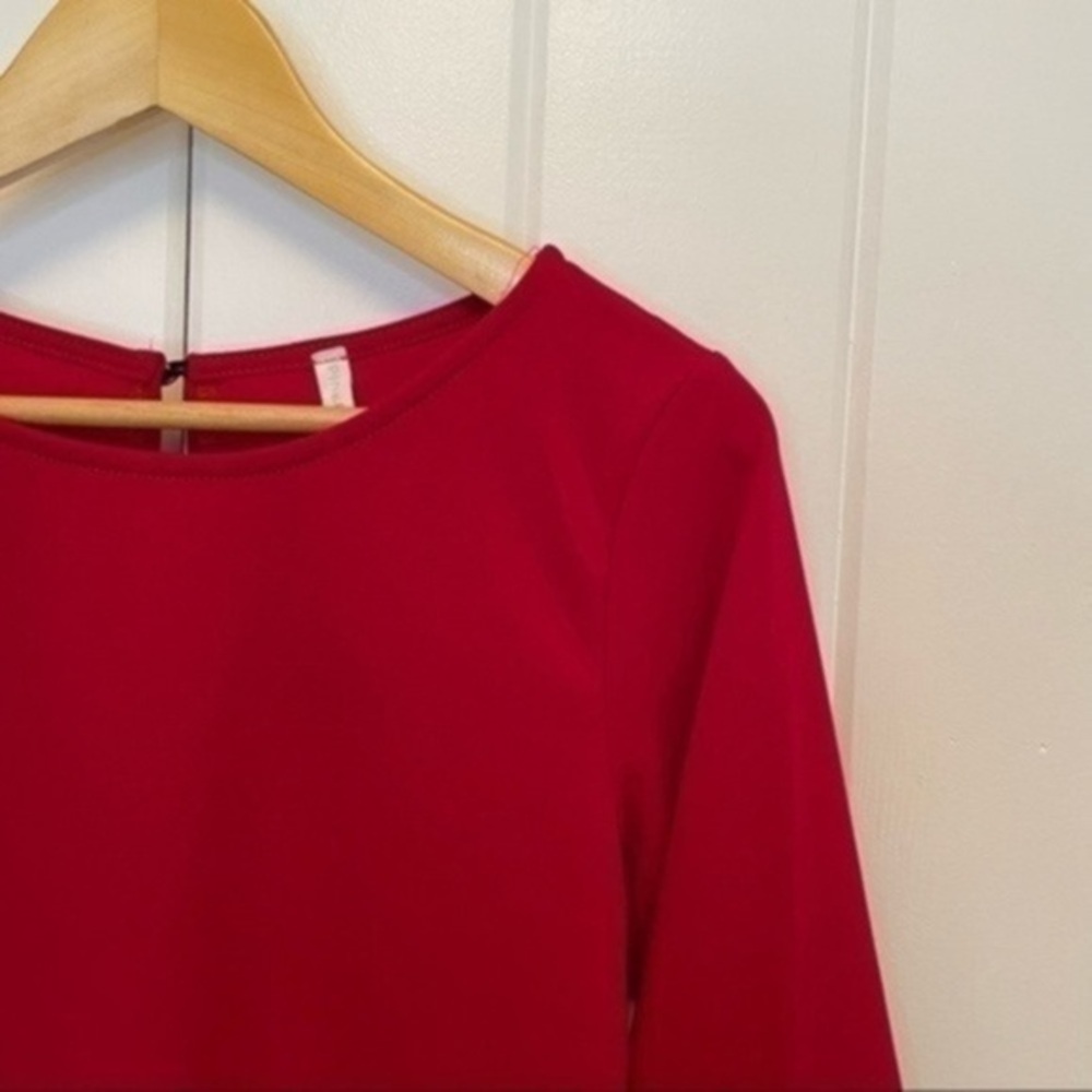 PinkBlush Red Layered Ruffle Sleeve Maternity Fitted Dress​​​ - Picture 10 of 13